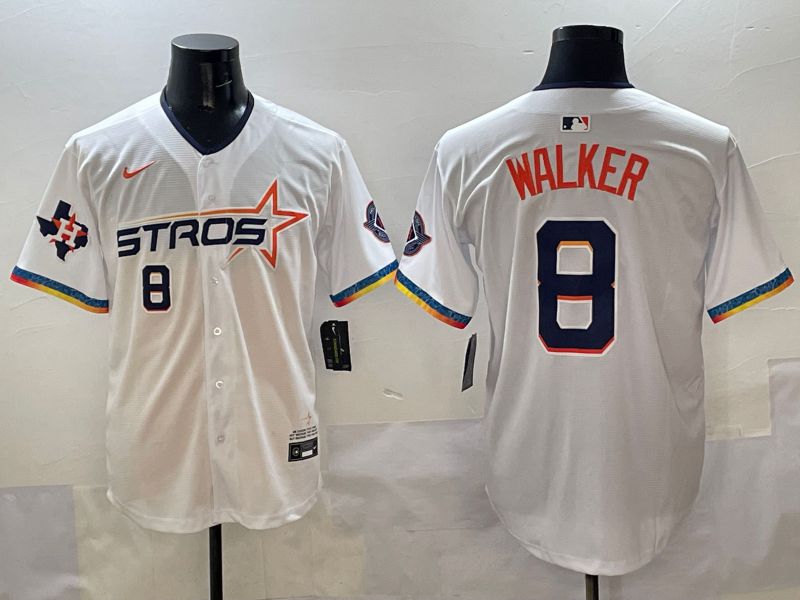 Men Houston Astros 8 Walker White Four generations Joint Name 2025 Nike MLB Jersey style 7